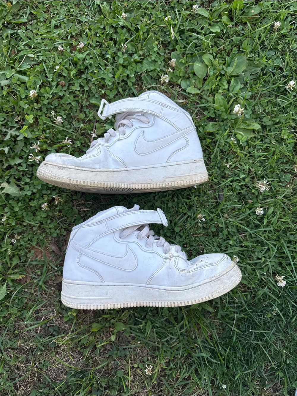 Nike Air Force 1 Mid Triple White Leather Sneakers